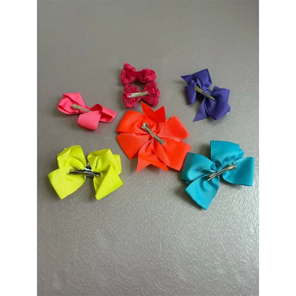Vibrant‎ Multicolor Grosgrain Ribbon Hair Bows Set for Teens